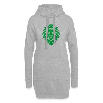Tête de lion vert géométrique - Sweat-shirt à capuche long Femme - gris chiné - Devant