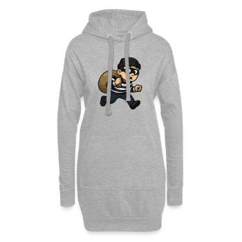 Voleur de dessin animé avec masque et bourse - Sweat-shirt à capuche long Femme - gris chiné - Devant