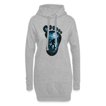 Bigfoot Forest Footprint Full Moon Night - Hoodie Dress - heather grey - Front