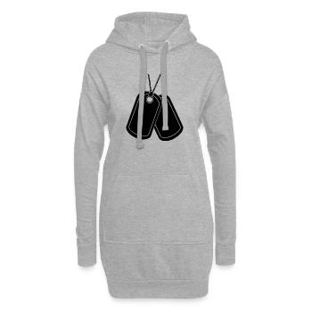 Plaque d’identité - Sweat-shirt à capuche long Femme - gris chiné - Devant
