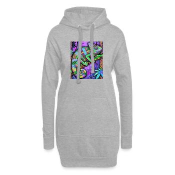 caméléon - Sweat-shirt à capuche long Femme - gris chiné - Devant