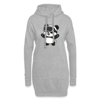 Cartoon Mignon Panda Gamer Réalité Virtuelle - Sweat-shirt à capuche long Femme - gris chiné - Devant