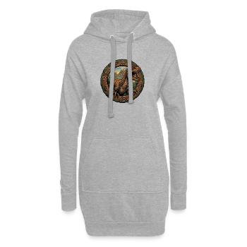 T Rex Dino dans l’anneau fossile - Sweat-shirt à capuche long Femme - gris chiné - Devant