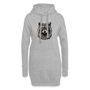 Cooler Waschbär - Hoodie-Kleid - Grau meliert - Vorne