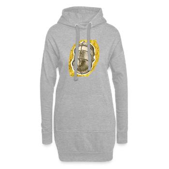 Illustration de la bobine en fil d’or - Sweat-shirt à capuche long Femme - gris chiné - Devant