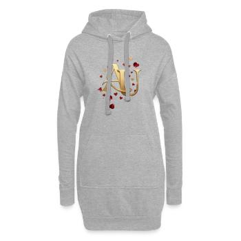 Goldenes AU Monogramm mit Herzen - Hoodie-Kleid - Grau meliert - Vorne