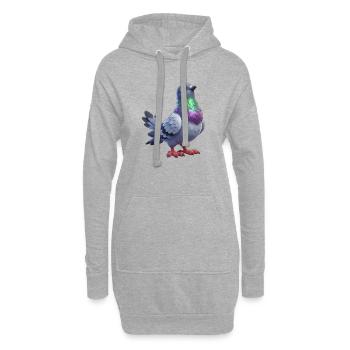 Farbenfrohes Taubenthema - Hoodie-Kleid - Grau meliert - Vorne