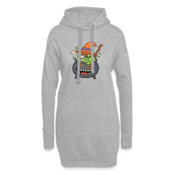 Cute Halloween Cauldron Monster - Hoodie Dress - heather grey - Front