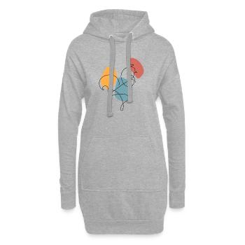 Lineart rooster with colour background - Hoodie Dress - heather grey - Front