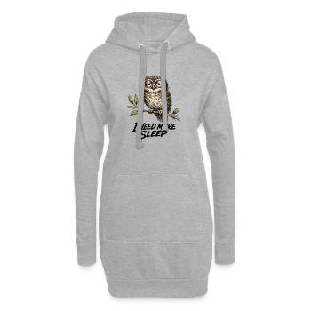 Hibou Fatigué Vintage I NEED MORE SLEEP - Sweat-shirt à capuche long Femme - gris chiné - Devant