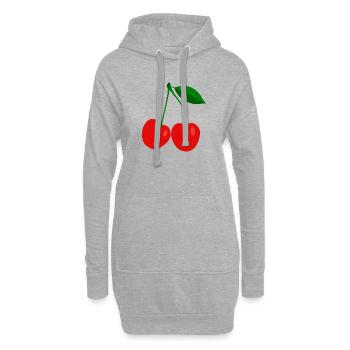 cerises - Sweat-shirt à capuche long Femme - gris chiné - Devant
