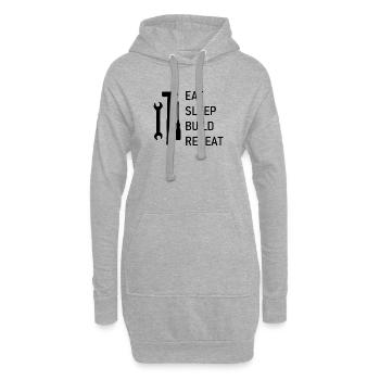 Eat Sleep Build Repeat noir - Sweat-shirt à capuche long Femme - gris chiné - Devant