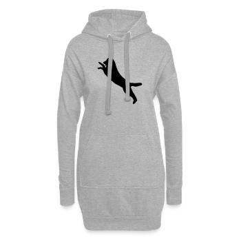 Playing Dog - Hoodie Dress - heather grey - Front