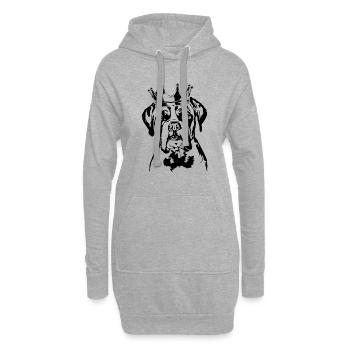 Boxer allemand Chien de la couronne Chiens Wilsigns - Sweat-shirt à capuche long Femme - gris chiné - Devant
