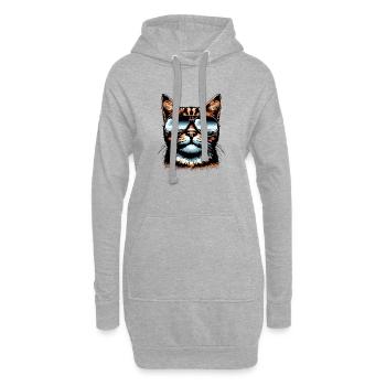 Chat cool avec lunettes de soleil et bandana - Sweat-shirt à capuche long Femme - gris chiné - Devant