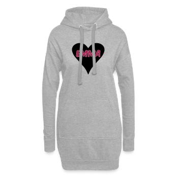 Amour Emma coeur cadeau - Sweat-shirt à capuche long Femme - gris chiné - Devant