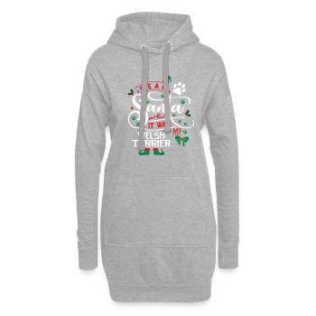 Santa Weihnachten Hund Welsh Terrier - Hoodie-Kleid - Grau meliert - Vorne