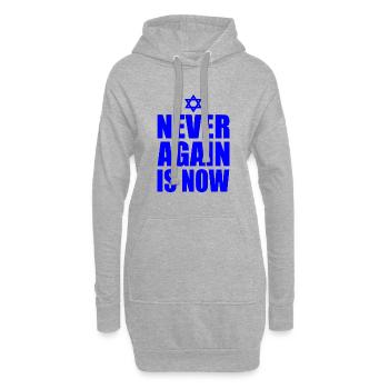 Never again is now - Sweat-shirt à capuche long Femme - gris chiné - Devant