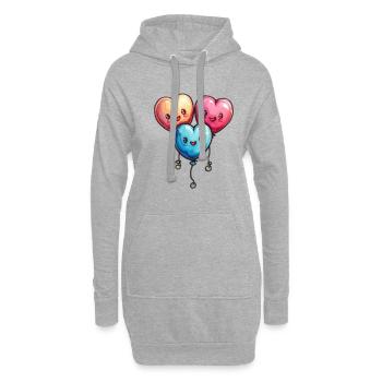 Ballon Herzen auch für Kinder und Geburtstage - Hoodie-Kleid - Grau meliert - Vorne