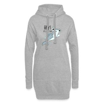 Drôle de requin-marteau - Sweat-shirt à capuche long Femme - gris chiné - Devant