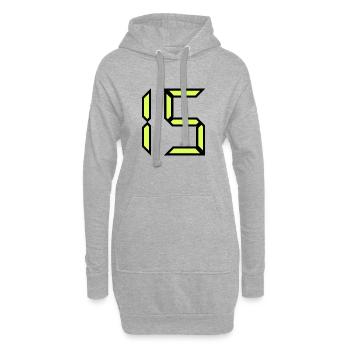 15 JAHRE. 15. 15-jähriges JUBILÄUM. GEBURTSTAG 15 JAHRE. - Hoodie-Kleid - Grau meliert - Vorne