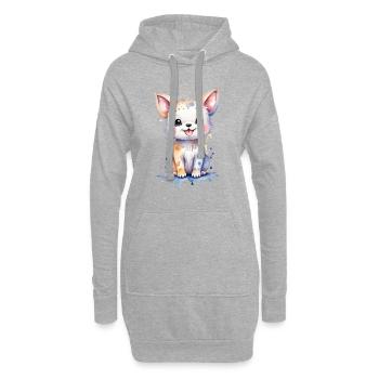 Kawaii Canine Charm : Peinture de chien à l’aquarelle - Sweat-shirt à capuche long Femme - gris chiné - Devant