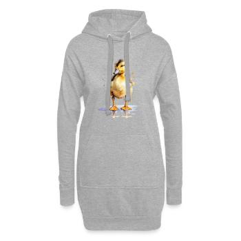 Aquarell-Niedlichkeit: Malen Sie ein verspieltes Entlein - Hoodie-Kleid - Grau meliert - Vorne