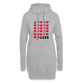 I love Cats - Hoodie-Kleid - Grau meliert - Vorne
