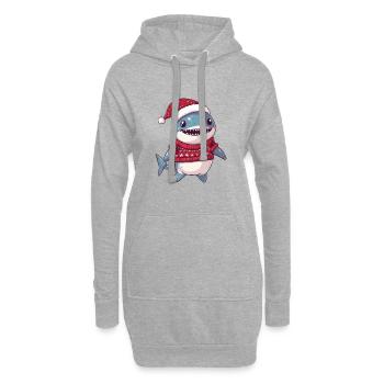 Bande dessinée de Noël requin - Sweat-shirt à capuche long Femme - gris chiné - Devant