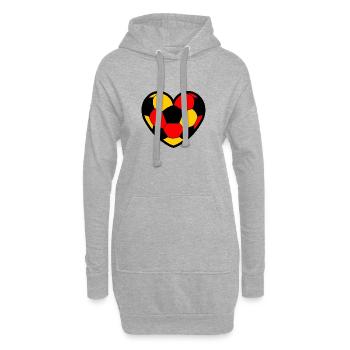Cooles Fußball Deutschland Herz Design - Hoodie-Kleid - Grau meliert - Vorne