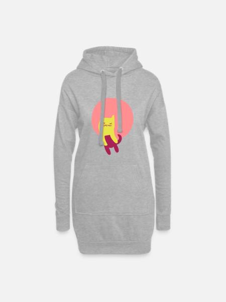 point de chat doux - Sweat-shirt à capuche long Femme - gris chiné