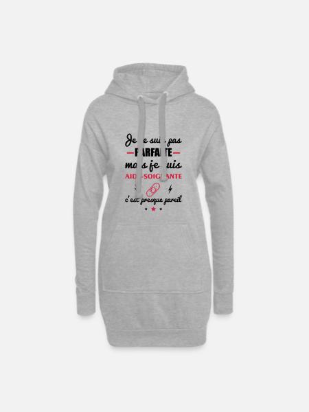 pas parfaite aide-soignante;cadeau aide soignante - Sweat-shirt à capuche long Femme - gris chiné