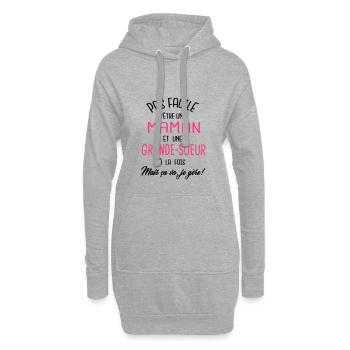 Pas facile d'être maman et grande soeur - Sweat-shirt à capuche long Femme - gris chiné - Devant