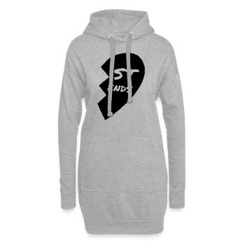 Meilleurs amis / Grunge coeur / Partie 2 - Sweat-shirt à capuche long Femme - gris chiné - Devant