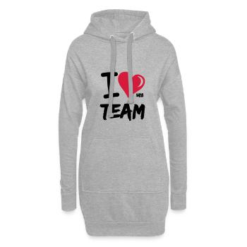 I love my team - Sweat-shirt à capuche long Femme - gris chiné - Devant