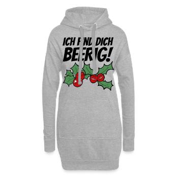 Obst Himbeere Kirsche Beeren Beere Witzig Lustig - Hoodie-Kleid - Grau meliert - Vorne
