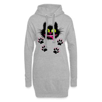 32 Schwarze Katze lustige Grinsekatze Black Cat - Hoodie-Kleid - Grau meliert - Vorne