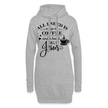 Tout ce dont j'ai besoin c'est du café et Jésus - Sweat-shirt à capuche long Femme - gris chiné - Devant
