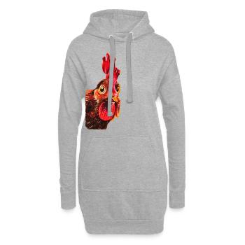 Coq/gockel /rooster/Henne - Sweat-shirt à capuche long Femme - gris chiné - Devant