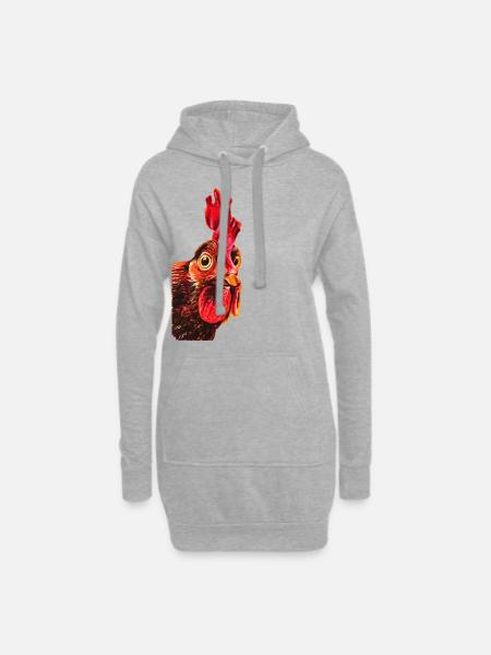 Hahn/Gockel /rooster/Henne - Hoodie-Kleid - Grau meliert