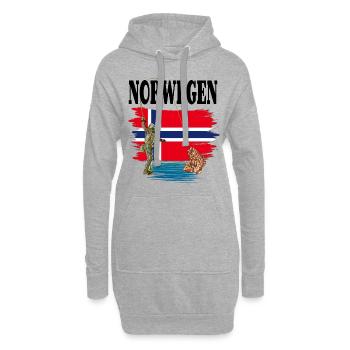 NORVÈGE - Sweat-shirt à capuche long Femme - gris chiné - Devant