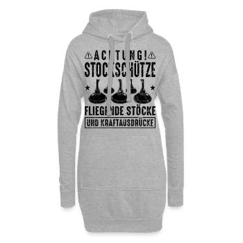 Achtung Stockschütze Eisstöcke Eisstockschießen - Hoodie-Kleid - Grau meliert - Vorne