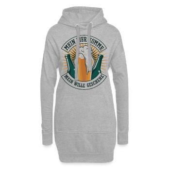 Bier Spruch MEIN BIER KOMME Geschenk Bier Unser - Hoodie-Kleid - Grau meliert - Vorne