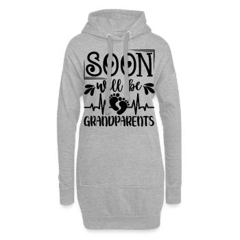 Wir werden bald Großeltern, Wir werden Oma und Opa - Hoodie-Kleid - Grau meliert - Vorne