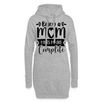Être mère me complète - Sweat-shirt à capuche long Femme - gris chiné - Devant