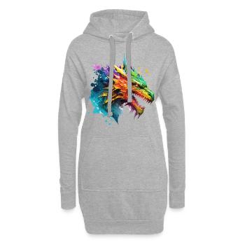 Drache Fantasie Magie Mystik Kreatur Tier Bunt - Hoodie-Kleid - Grau meliert - Vorne