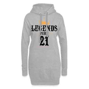 21 Anniversaire, Legends fête ses 21 ans - Sweat-shirt à capuche long Femme - gris chiné - Devant