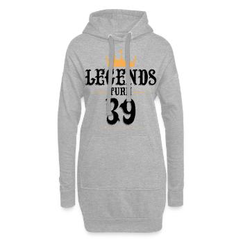 39 Geburtstag, Legenden werden 39 - Hoodie-Kleid - Grau meliert - Vorne