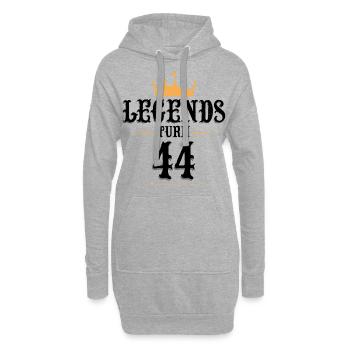 44 Geburtstag, Legenden werden 44 - Hoodie-Kleid - Grau meliert - Vorne