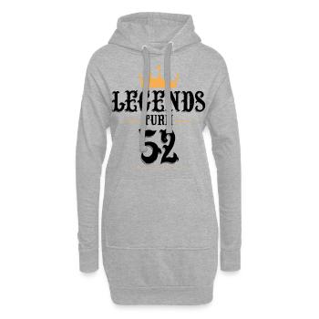 52 Geburtstag, Legenden werden 52 - Hoodie-Kleid - Grau meliert - Vorne
